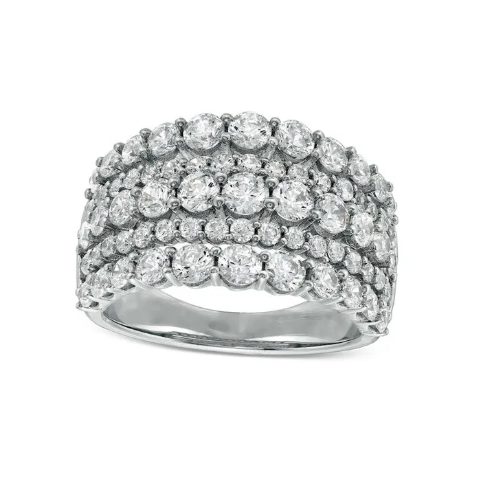 Goldia Rings 25 CT TW Certified LabCreated Diamond MultiRow Ring in Solid 14K White Gold FSI2