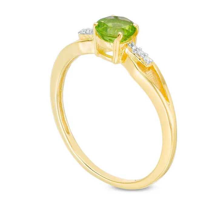 Goldia Rings 50mm Peridot and Natural Diamond Accent Split Shank Ring in Sterling Silver with Solid 14K Gold Plate Goldia Rings 50mm Peridot and Natural Diamond Accent Split Shank Ring in Sterling Silver with Solid 14K Gold Plate