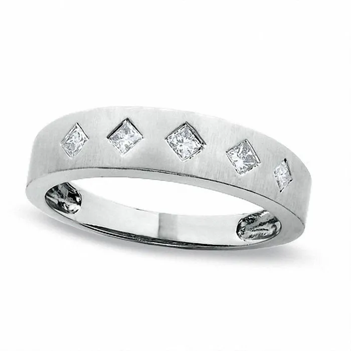Goldia Rings Ladies 020 CT TW PrincessCut Natural Diamond Wedding Band in Solid 14K White Gold Goldia Rings Ladies 020 CT TW PrincessCut Natural Diamond Wedding Band in Solid 14K White Gold