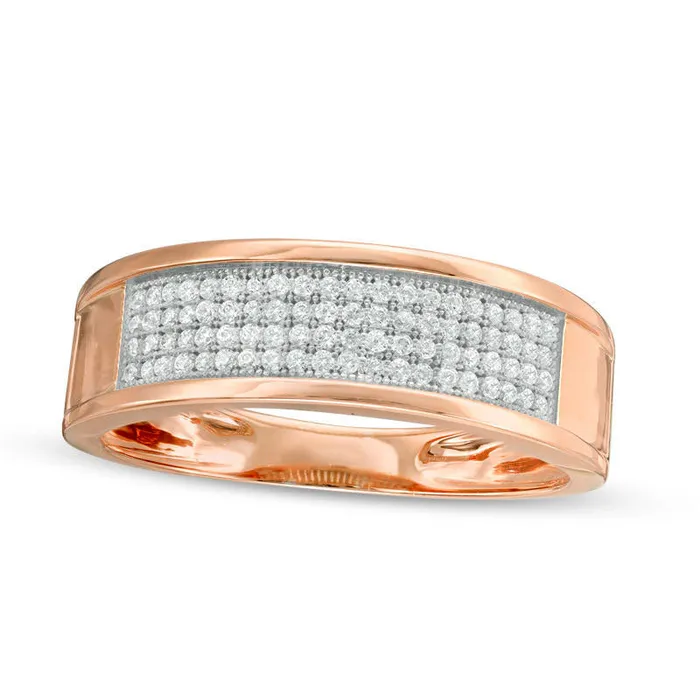 Goldia Rings Mens 025 CT TW Natural Diamond Wedding Band in Solid 10K Rose Gold
