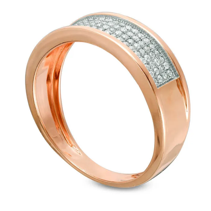Goldia Rings Mens 025 CT TW Natural Diamond Wedding Band in Solid 10K Rose Gold Goldia Rings Mens 025 CT TW Natural Diamond Wedding Band in Solid 10K Rose Gold
