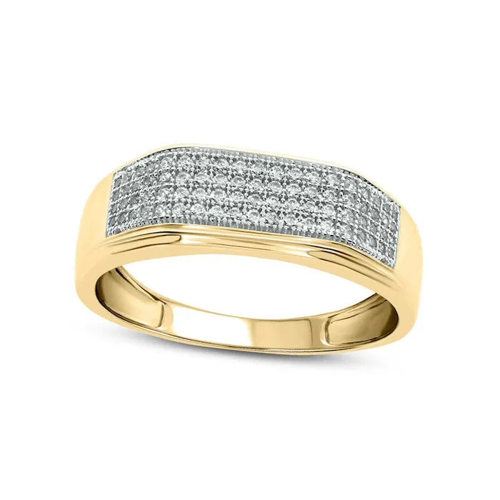 Goldia Rings Mens 038 CT TW Natural Diamond Rectangular Wedding Band in Solid 10K Yellow Gold Goldia Rings Mens 038 CT TW Natural Diamond Rectangular Wedding Band in Solid 10K Yellow Gold