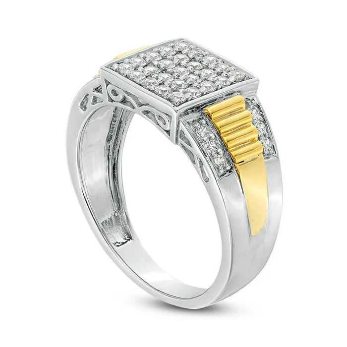 Goldia Rings Mens 063 CT TW Composite Natural Diamond Stepped Shank Ring in Sterling Silver and Solid 10K Yellow Gold Goldia Rings Mens 063 CT TW Composite Natural Diamond Stepped Shank Ring in Sterling Silver and Solid 10K Yellow Gold