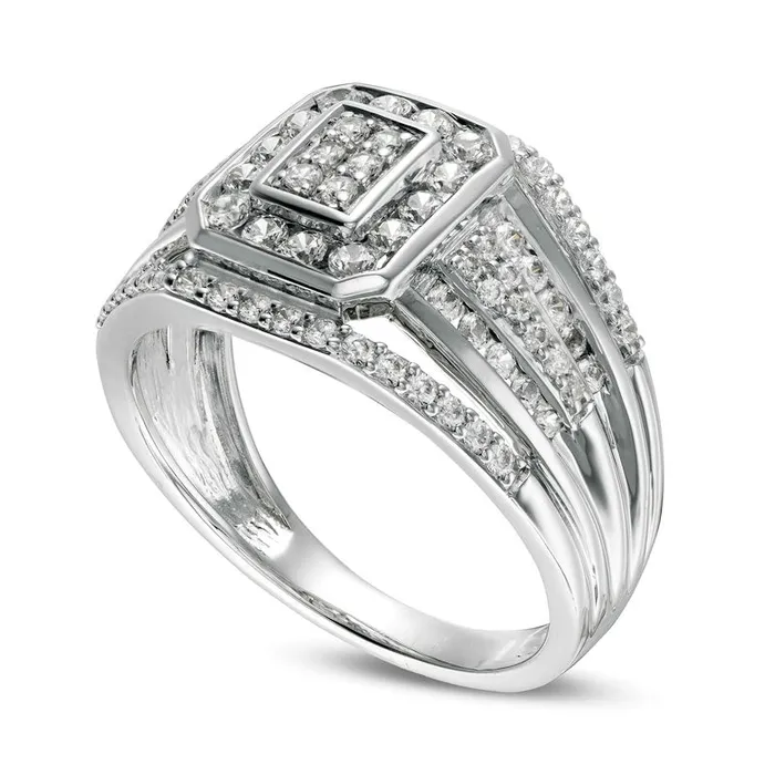 Goldia Rings Mens 10 CT TW Composite Natural Diamond MultiRow Ring in Solid 10K White Gold Goldia Rings Mens 10 CT TW Composite Natural Diamond MultiRow Ring in Solid 10K White Gold