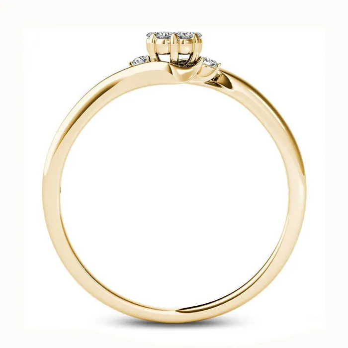 Goldia Rings Natural Diamond Accent Flower Bypass Promise Ring in Solid 10K Yellow Gold Goldia Rings Natural Diamond Accent Flower Bypass Promise Ring in Solid 10K Yellow Gold