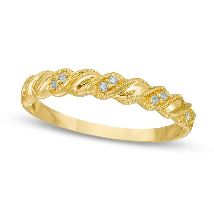 Goldia Rings Previously Owned Natural Diamond Accent Antique VintageStyle Cascading Anniversary Band in Solid 10K Yellow Gold