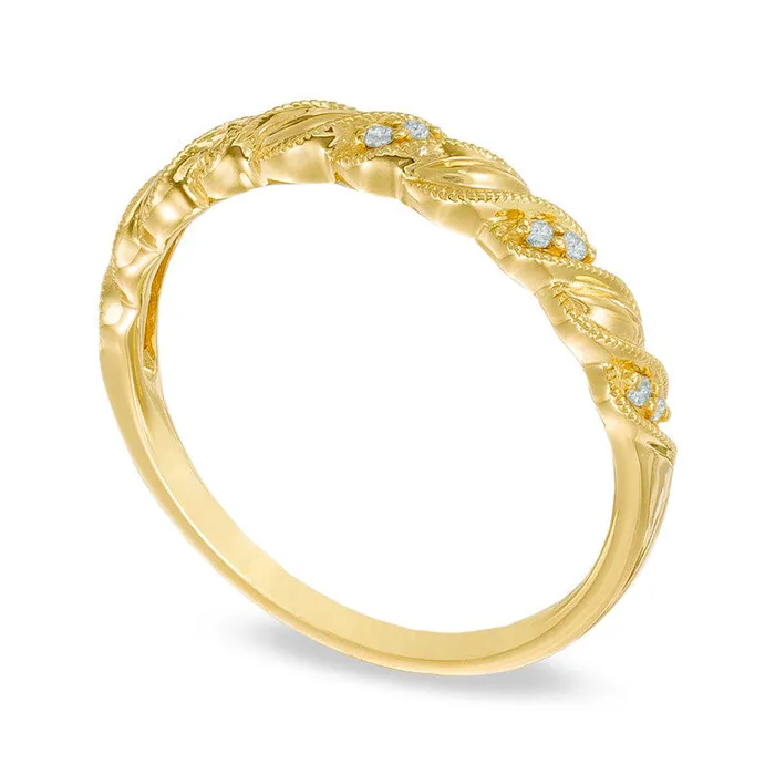 Goldia Rings Previously Owned Natural Diamond Accent Antique VintageStyle Cascading Anniversary Band in Solid 10K Yellow Gold Goldia Rings Previously Owned Natural Diamond Accent Antique VintageStyle Cascading Anniversary Band in Solid 10K Yellow Gold