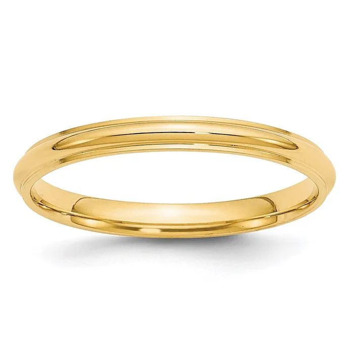 Goldia Rings Solid 10K Yellow Gold 25mm Half Round with Edge MensWomens Wedding Band Ring Size 135