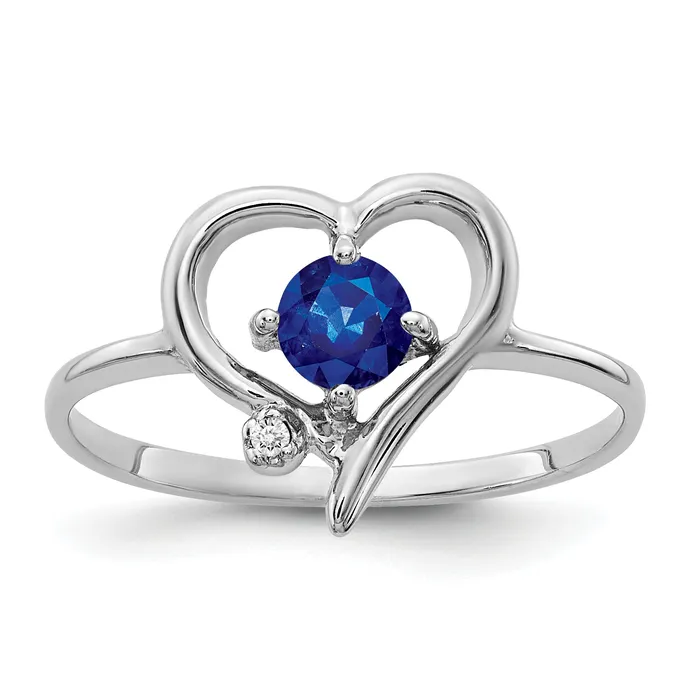 Goldia Rings Solid 14k White Gold 4mm Simulated Sapphire AA CZ Ring