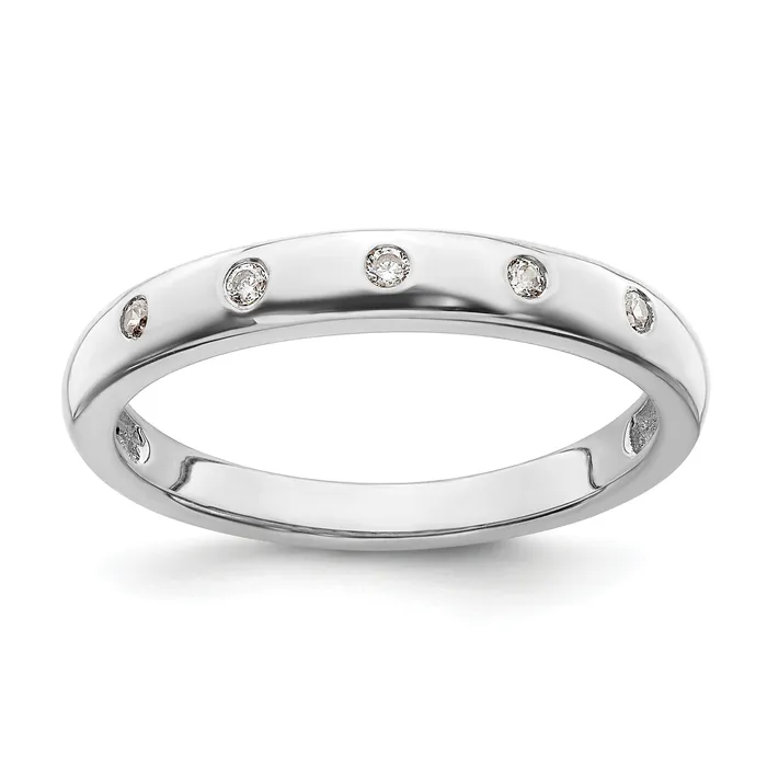 Goldia Rings Solid 14k White Gold 5stone Simulated CZ Ring