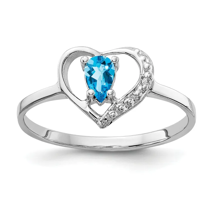 Goldia Rings Solid 14k White Gold 5x3mm Pear Simulated Blue Topaz AA CZ Ring Goldia Rings Solid 14k White Gold 5x3mm Pear Simulated Blue Topaz AA CZ Ring