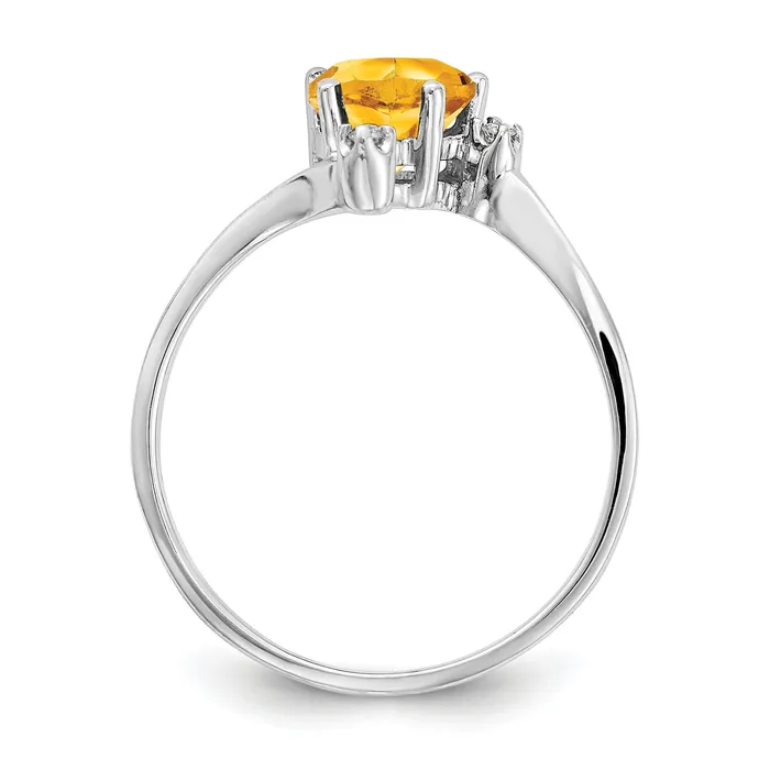 Goldia Rings Solid 14k White Gold 6mm Heart Simulated Citrine AAA CZ Ring