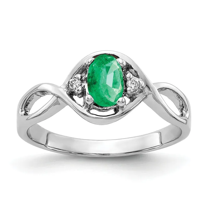 Goldia Rings Solid 14k White Gold 6x4mm Oval Simulated Emerald AAA CZ Ring Goldia Rings Solid 14k White Gold 6x4mm Oval Simulated Emerald AAA CZ Ring