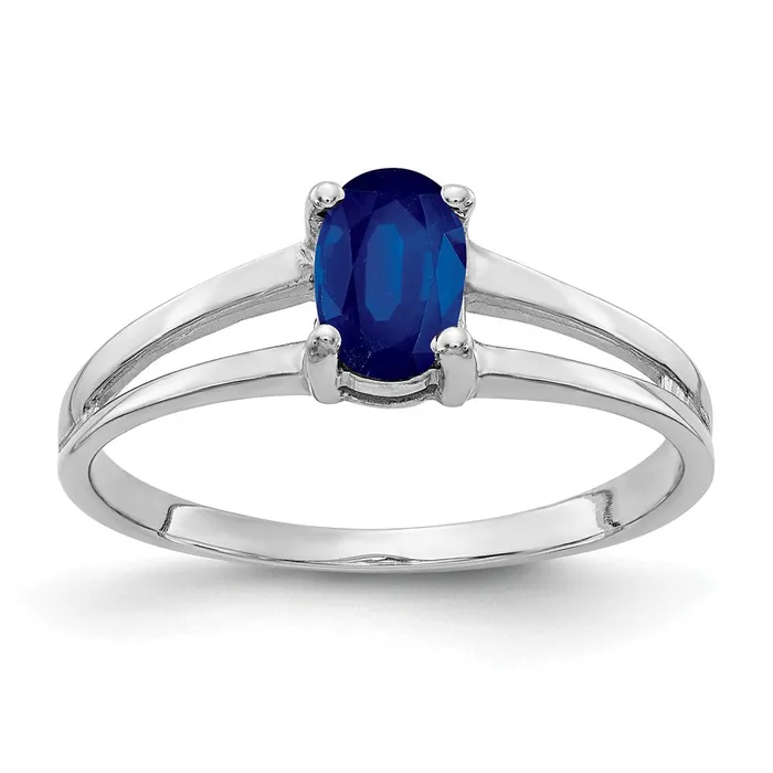 Goldia Rings Solid 14k White Gold 6x4mm Oval Simulated Sapphire Ring