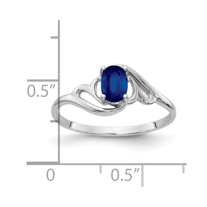 Goldia Rings Solid 14k White Gold 6x4mm Oval Simulated Sapphire Ring