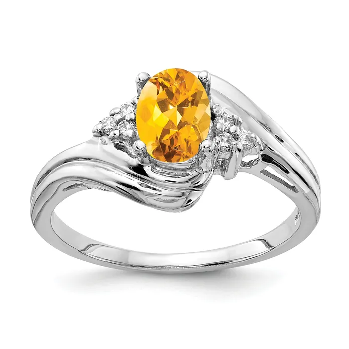 Goldia Rings Solid 14k White Gold 7x5mm Oval Simulated Citrine VS CZ Ring Goldia Rings Solid 14k White Gold 7x5mm Oval Simulated Citrine VS CZ Ring