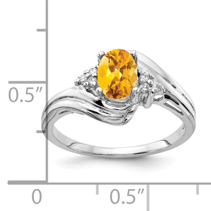 Goldia Rings Solid 14k White Gold 7x5mm Oval Simulated Citrine VS CZ Ring