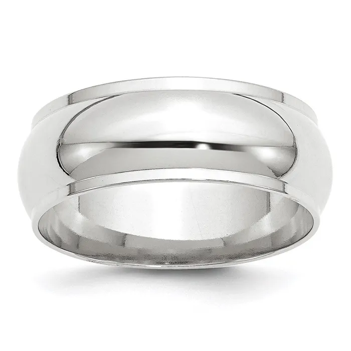 Goldia Rings Solid 14K White Gold 8mm Half Round with Edge MensWomens Wedding Band Ring Size 7 Goldia Rings Solid 14K White Gold 8mm Half Round with Edge MensWomens Wedding Band Ring Size 7
