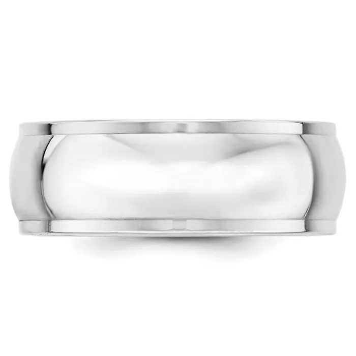 Goldia Rings Solid 14K White Gold 8mm Half Round with Edge MensWomens Wedding Band Ring Size 7 Goldia Rings Solid 14K White Gold 8mm Half Round with Edge MensWomens Wedding Band Ring Size 7