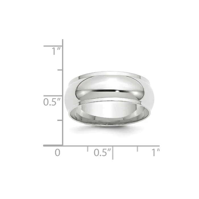 Goldia Rings Solid 14K White Gold 8mm Half Round with Edge MensWomens Wedding Band Ring Size 7 Goldia Rings Solid 14K White Gold 8mm Half Round with Edge MensWomens Wedding Band Ring Size 7