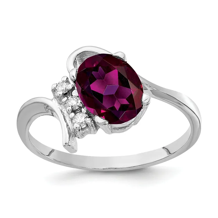 Goldia Rings Solid 14k White Gold 8x6mm Oval Rhodolite Simulated Garnet A CZ Ring Goldia Rings Solid 14k White Gold 8x6mm Oval Rhodolite Simulated Garnet A CZ Ring