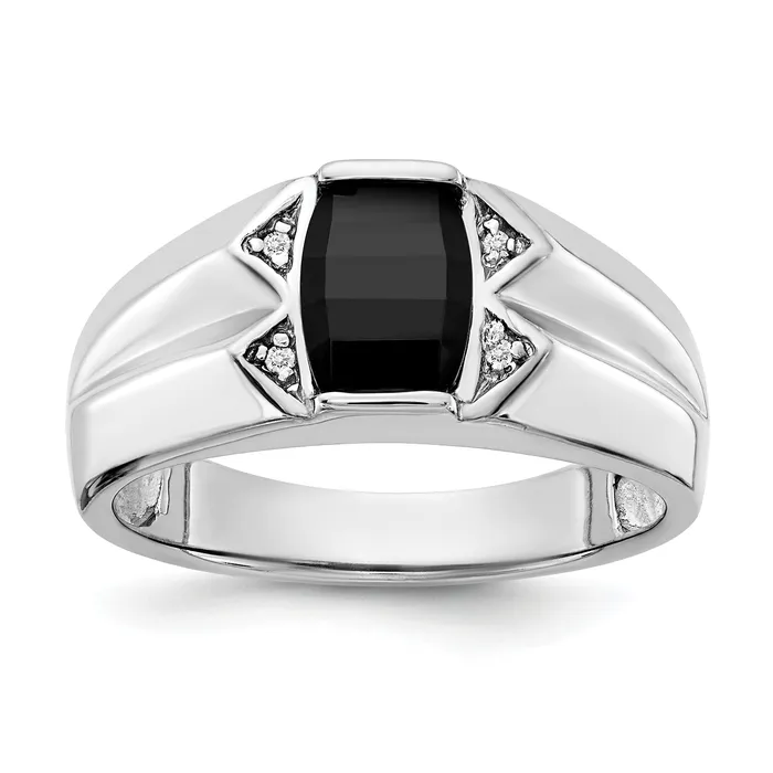 Goldia Rings Solid 14k White Gold AA Simulated CZ mens Ring