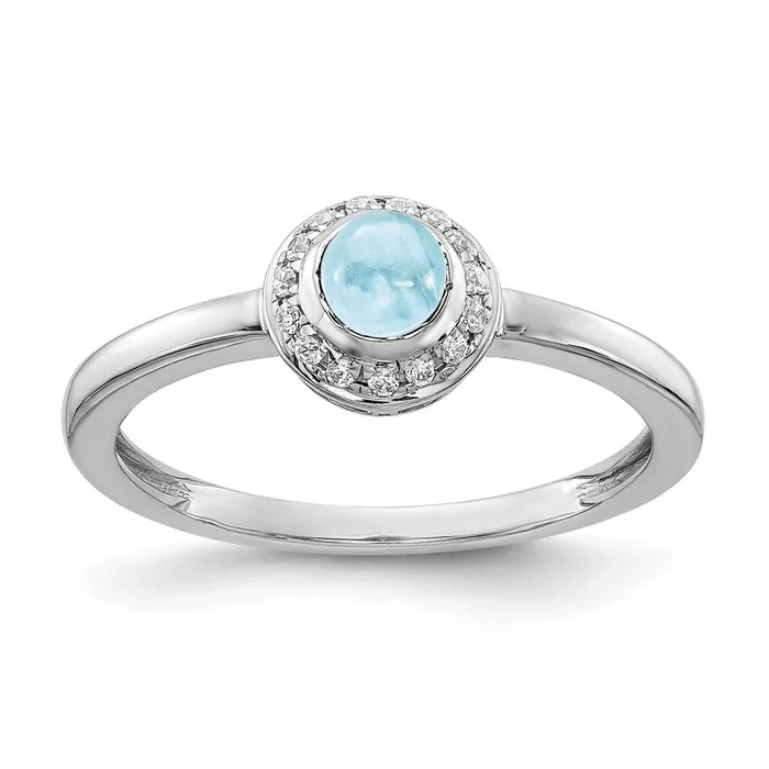 Goldia Rings Solid 14k White Gold Simulated CZ and Cabochon Aquamarine Ring Goldia Rings Solid 14k White Gold Simulated CZ and Cabochon Aquamarine Ring
