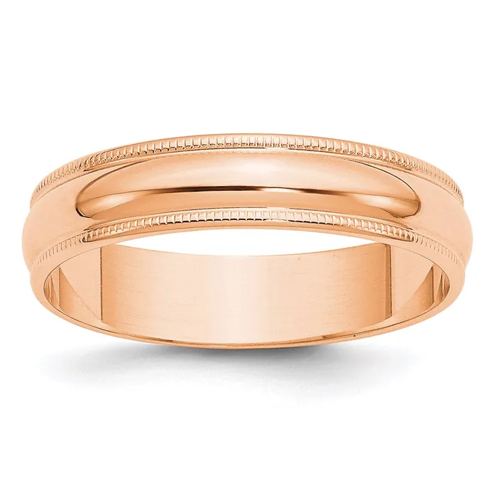 Goldia Rings Solid 14K Yellow Gold Rose Gold 5mm Light Weight Milgrain Half Round MensWomens Wedding Band Ring Size 135 Goldia Rings Solid 14K Yellow Gold Rose Gold 5mm Light Weight Milgrain Half Round MensWomens Wedding Band Ring Size 135