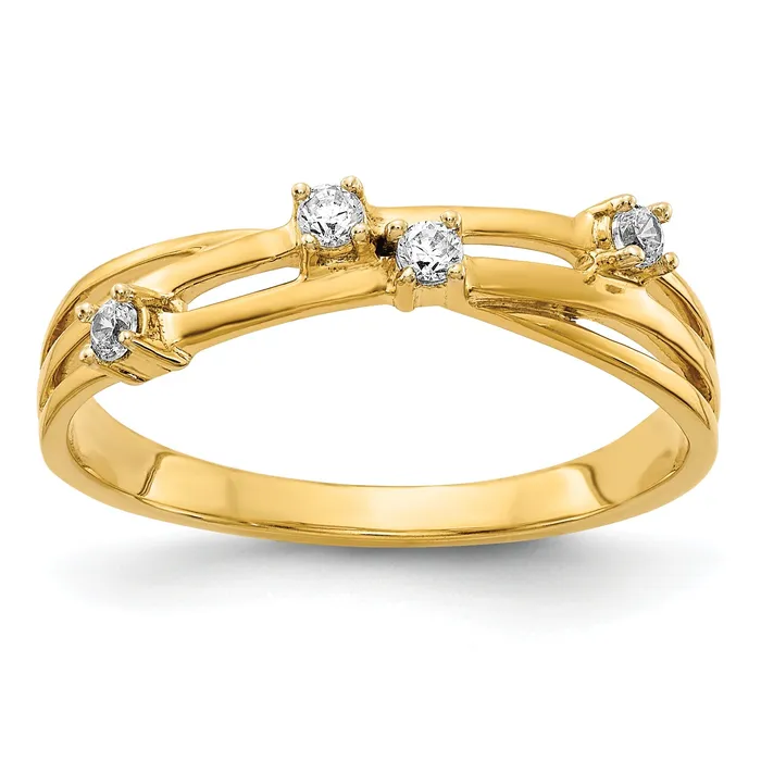 Goldia Rings Solid 14k Yellow Gold Simulated CZ Fashion Ring