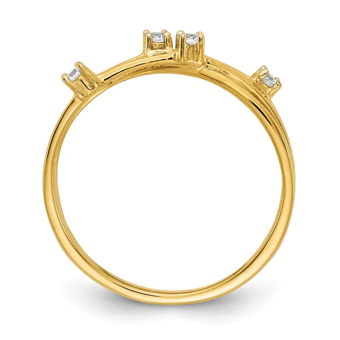 Goldia Rings Solid 14k Yellow Gold Simulated CZ Fashion Ring