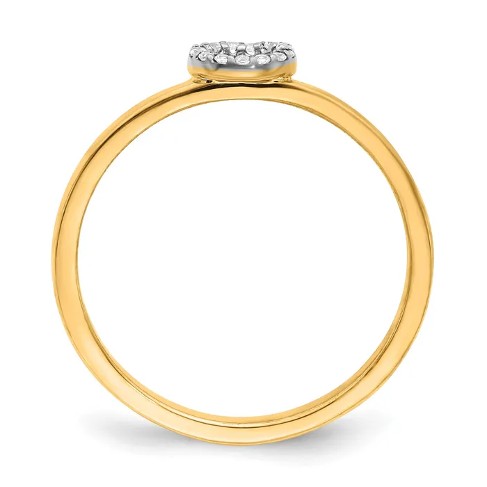 Goldia Rings Solid 14k Yellow Gold Simulated CZ Initial O Ring