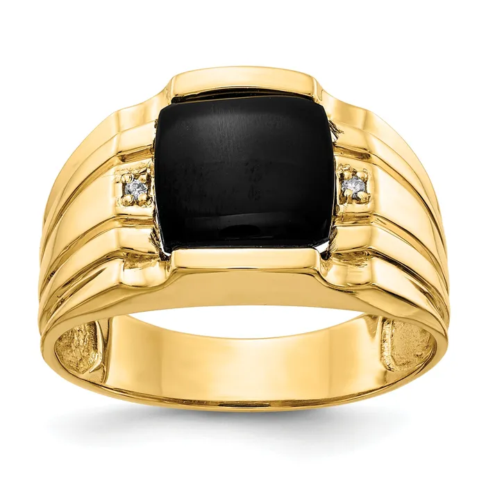 Goldia Rings Solid 14k Yellow Gold VS Simulated CZ mens Ring