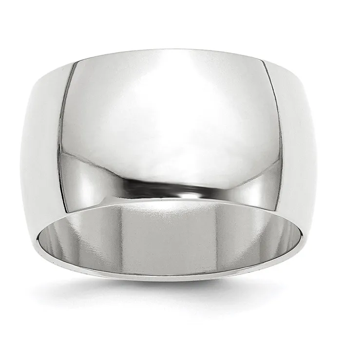 Goldia Rings Solid 18K White Gold 12mm Half Round MensWomens Wedding Band Ring Size 95 Goldia Rings Solid 18K White Gold 12mm Half Round MensWomens Wedding Band Ring Size 95