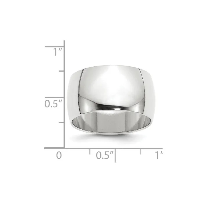 Goldia Rings Solid 18K White Gold 12mm Half Round MensWomens Wedding Band Ring Size 95 Goldia Rings Solid 18K White Gold 12mm Half Round MensWomens Wedding Band Ring Size 95