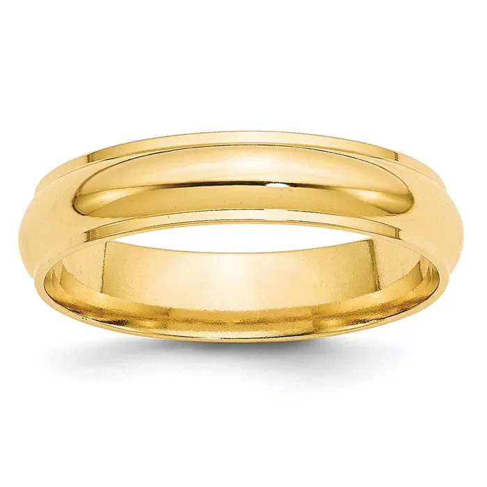 Goldia Rings Solid 18K Yellow Gold 5mm Half Round with Edge MensWomens Wedding Band Ring Size 8
