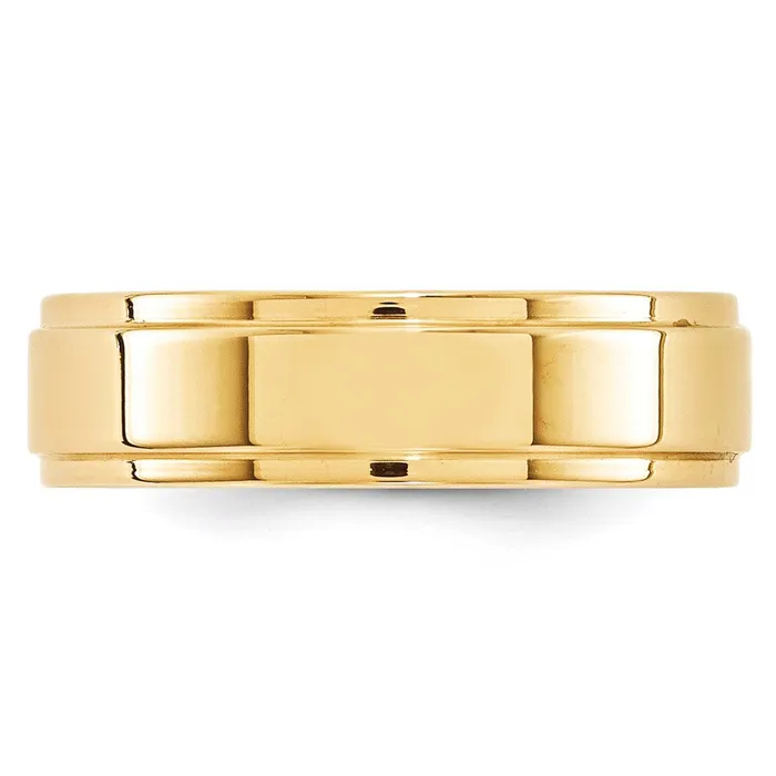 Goldia Rings Solid 18K Yellow Gold 6mm Flat with Step Edge MensWomens Wedding Band Ring Size 135 Goldia Rings Solid 18K Yellow Gold 6mm Flat with Step Edge MensWomens Wedding Band Ring Size 135