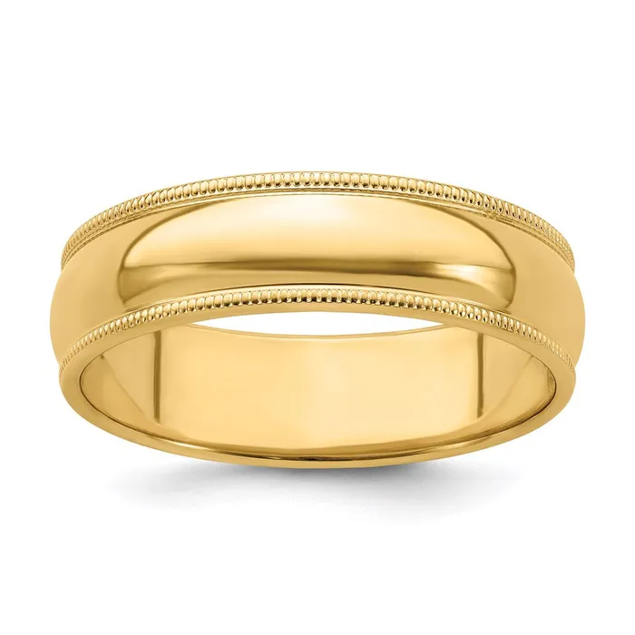 Goldia Rings Solid 18K Yellow Gold 6mm Milgrain HalfRound Wedding MensWomens Wedding Band Ring Size 115 Goldia Rings Solid 18K Yellow Gold 6mm Milgrain HalfRound Wedding MensWomens Wedding Band Ring Size 115