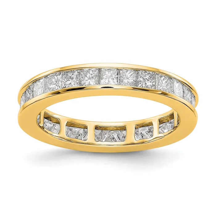 Goldia Rings Solid Real 14k Polished 2ct Princess Channel Set CZ Eternity Wedding Band Ring Goldia Rings Solid Real 14k Polished 2ct Princess Channel Set CZ Eternity Wedding Band Ring