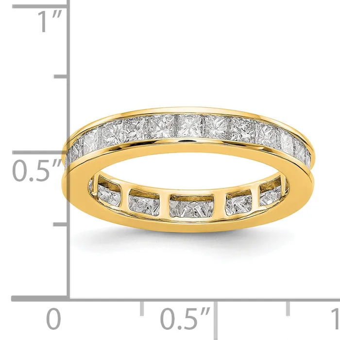 Goldia Rings Solid Real 14k Polished 2ct Princess Channel Set CZ Eternity Wedding Band Ring