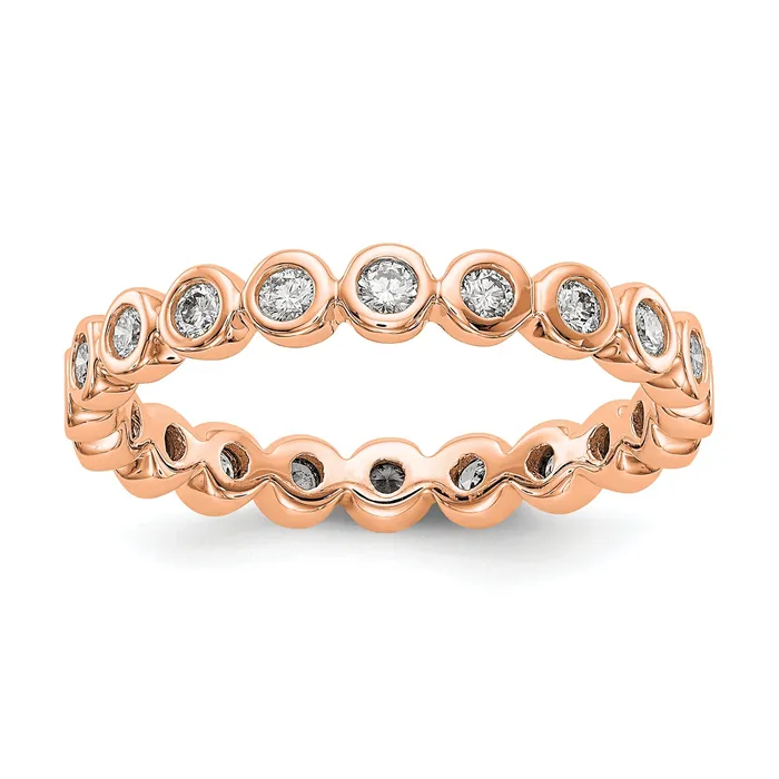 Goldia Rings Solid Real 14k Rose Gold Polished 12ct Bezel Set CZ Eternity Wedding Band Ring Goldia Rings Solid Real 14k Rose Gold Polished 12ct Bezel Set CZ Eternity Wedding Band Ring