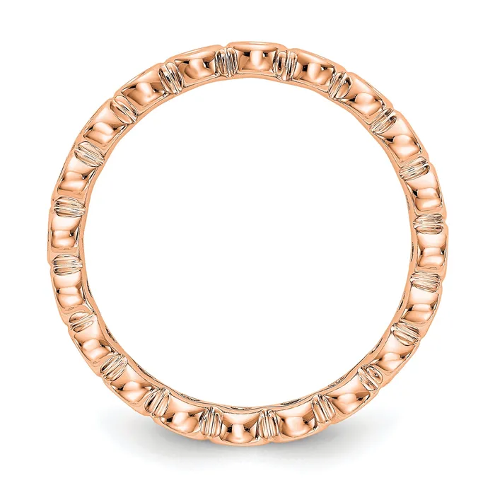 Goldia Rings Solid Real 14k Rose Gold Polished 12ct Bezel Set CZ Eternity Wedding Band Ring