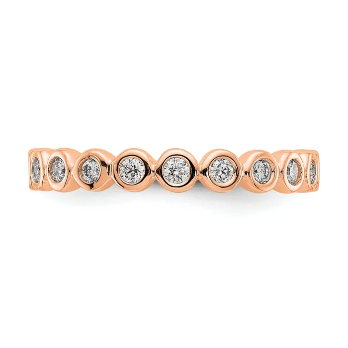 Goldia Rings Solid Real 14k Rose Gold Polished 12ct Bezel Set CZ Eternity Wedding Band Ring