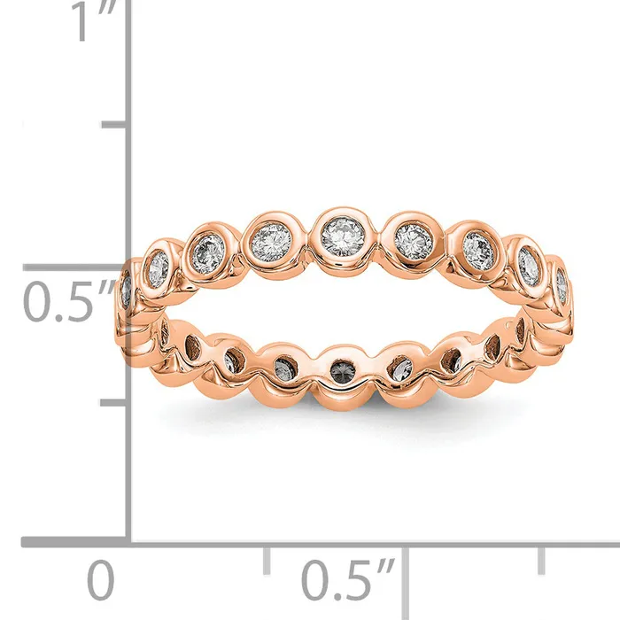 Goldia Rings Solid Real 14k Rose Gold Polished 12ct Bezel Set CZ Eternity Wedding Band Ring