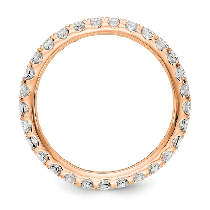 Goldia Rings Solid Real 14k Rose Gold Polished U Shared Prong 1ct CZ Eternity Wedding Band Ring