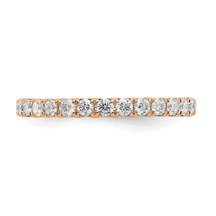 Goldia Rings Solid Real 14k Rose Gold Polished U Shared Prong 1ct CZ Eternity Wedding Band Ring