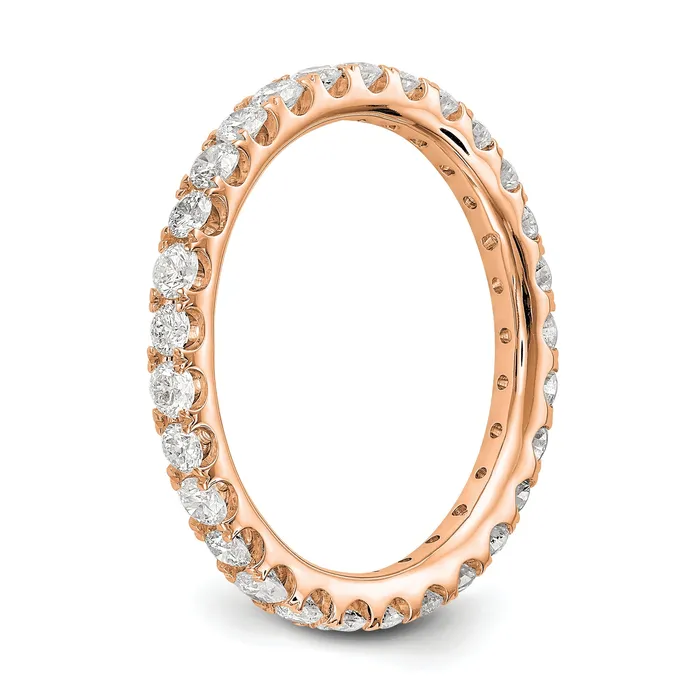 Goldia Rings Solid Real 14k Rose Gold Polished U Shared Prong 1ct CZ Eternity Wedding Band Ring