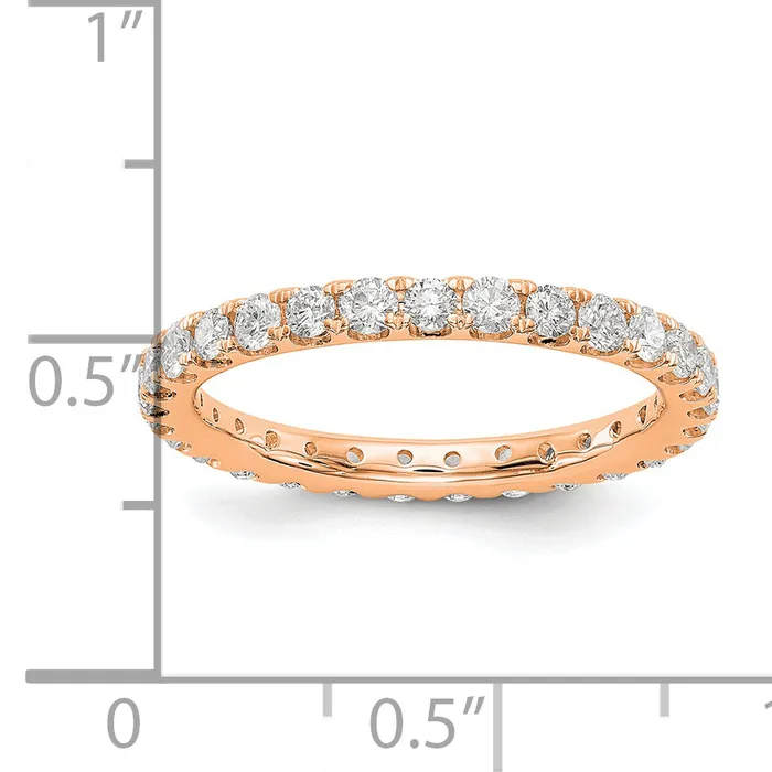 Goldia Rings Solid Real 14k Rose Gold Polished U Shared Prong 1ct CZ Eternity Wedding Band Ring