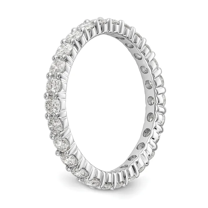 Goldia Rings Solid Real 14k White Gold 15CT Shared Prong CZ Eternity Wedding Band Ring