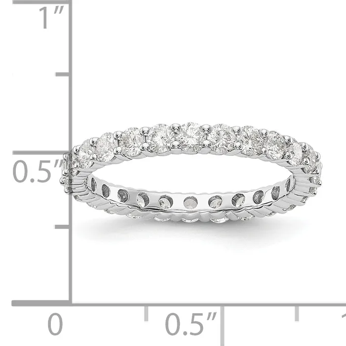 Goldia Rings Solid Real 14k White Gold 15CT Shared Prong CZ Eternity Wedding Band Ring