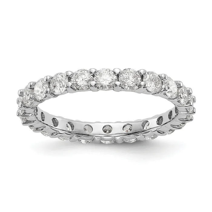 Goldia Rings Solid Real 14k White Gold Polished Shared Prong 2ct CZ Eternity Wedding Band Ring Goldia Rings Solid Real 14k White Gold Polished Shared Prong 2ct CZ Eternity Wedding Band Ring